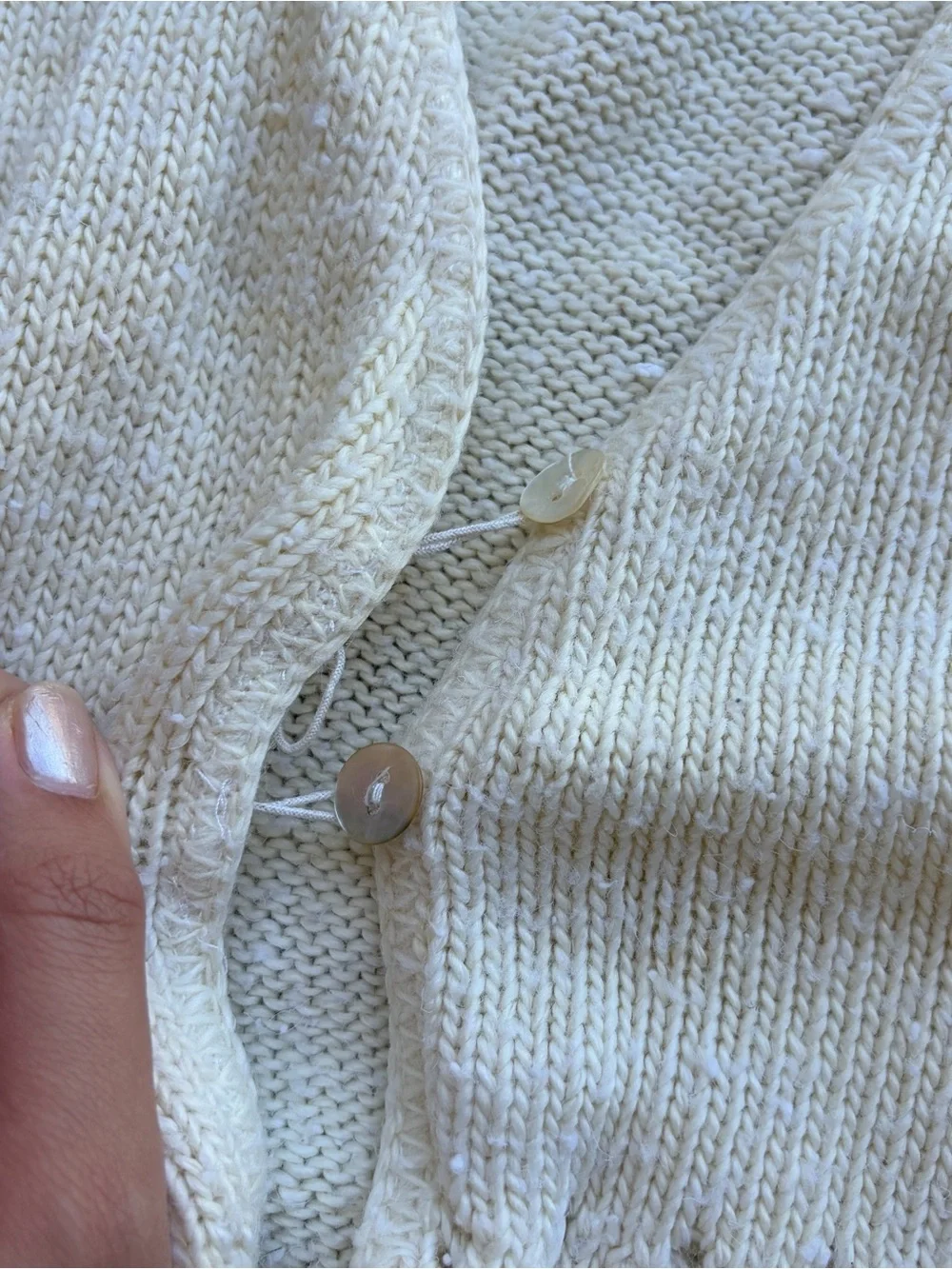 Cream Openwork Knit Women's Sweater Cardigan